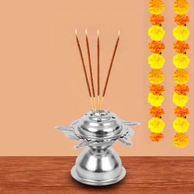 Silver Dhoop Agarbatti Stand (Stainless steel)